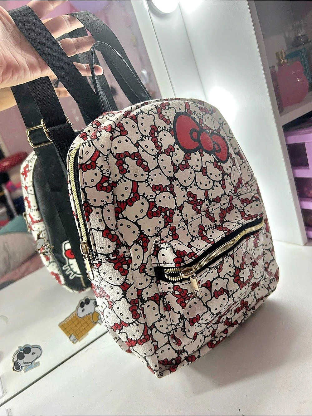 Hello Kitty Backpack in White Red & Black
